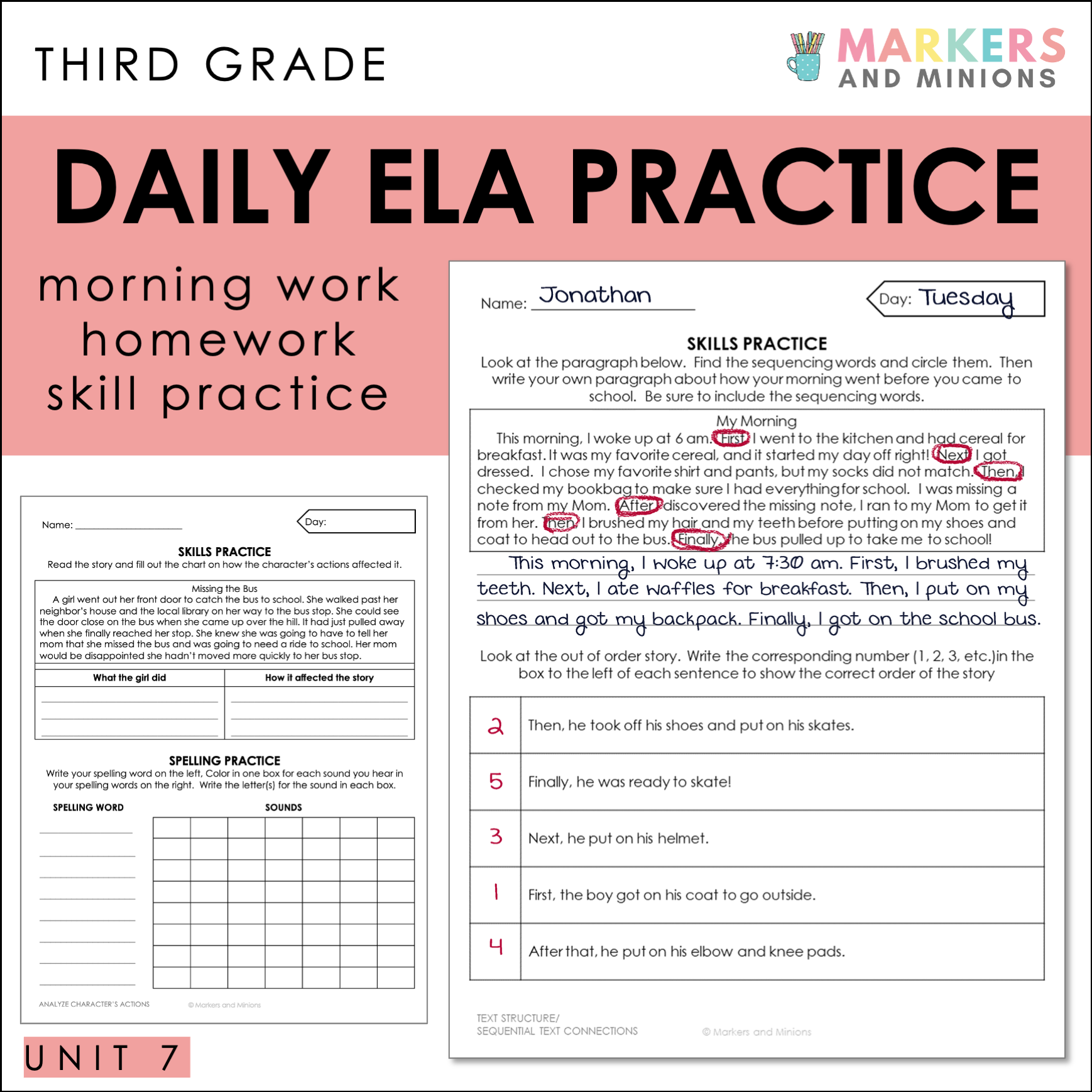 Comprehension Passages + Questions (Benchmark Advance, Third Grade, Unit 7)