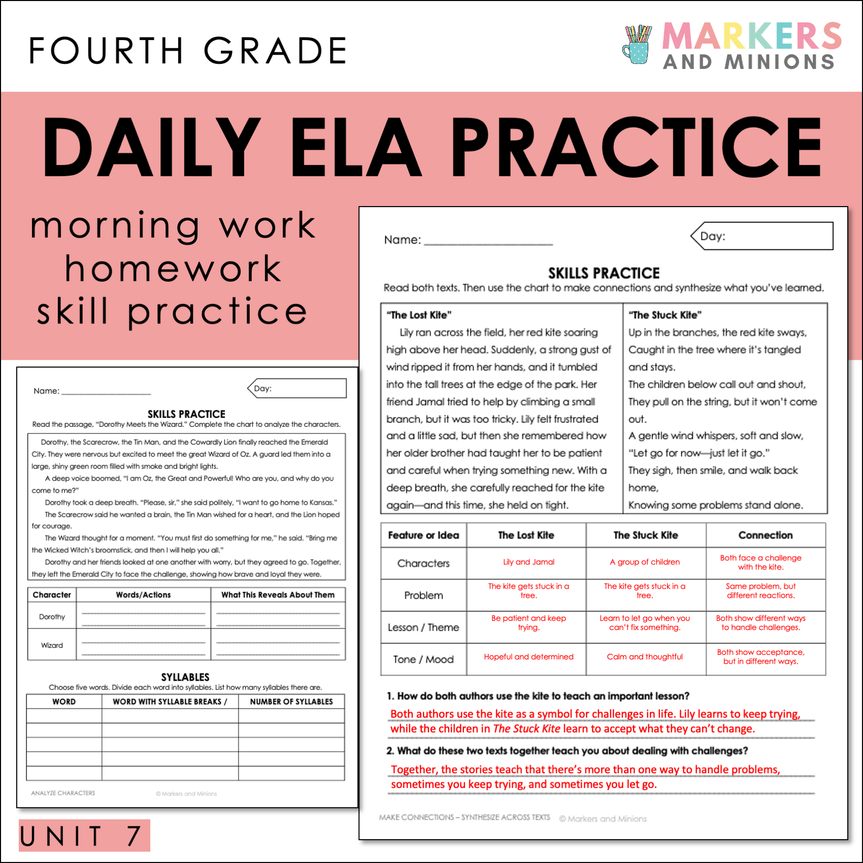 Comprehension Passages + Questions (Benchmark Advance, Fourth Grade, Unit 7)