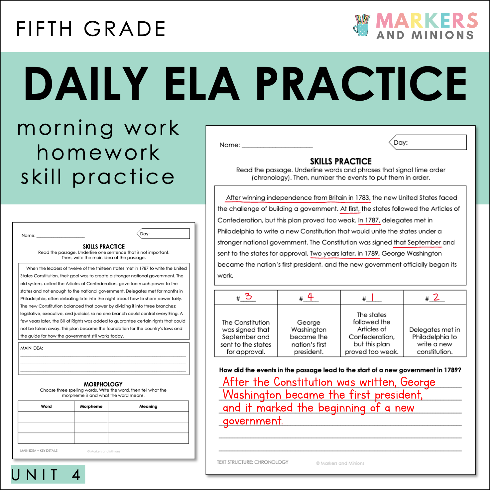 Comprehension Passages + Questions (Benchmark Advance, Fifth Grade, Unit 4)
