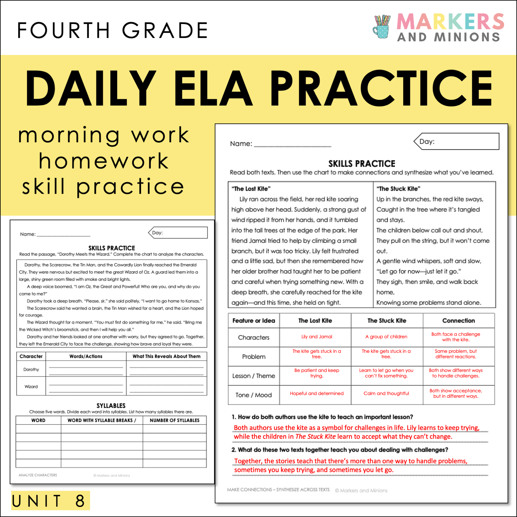 Comprehension Passages + Questions (Benchmark Advance, Fourth Grade, Unit 8)