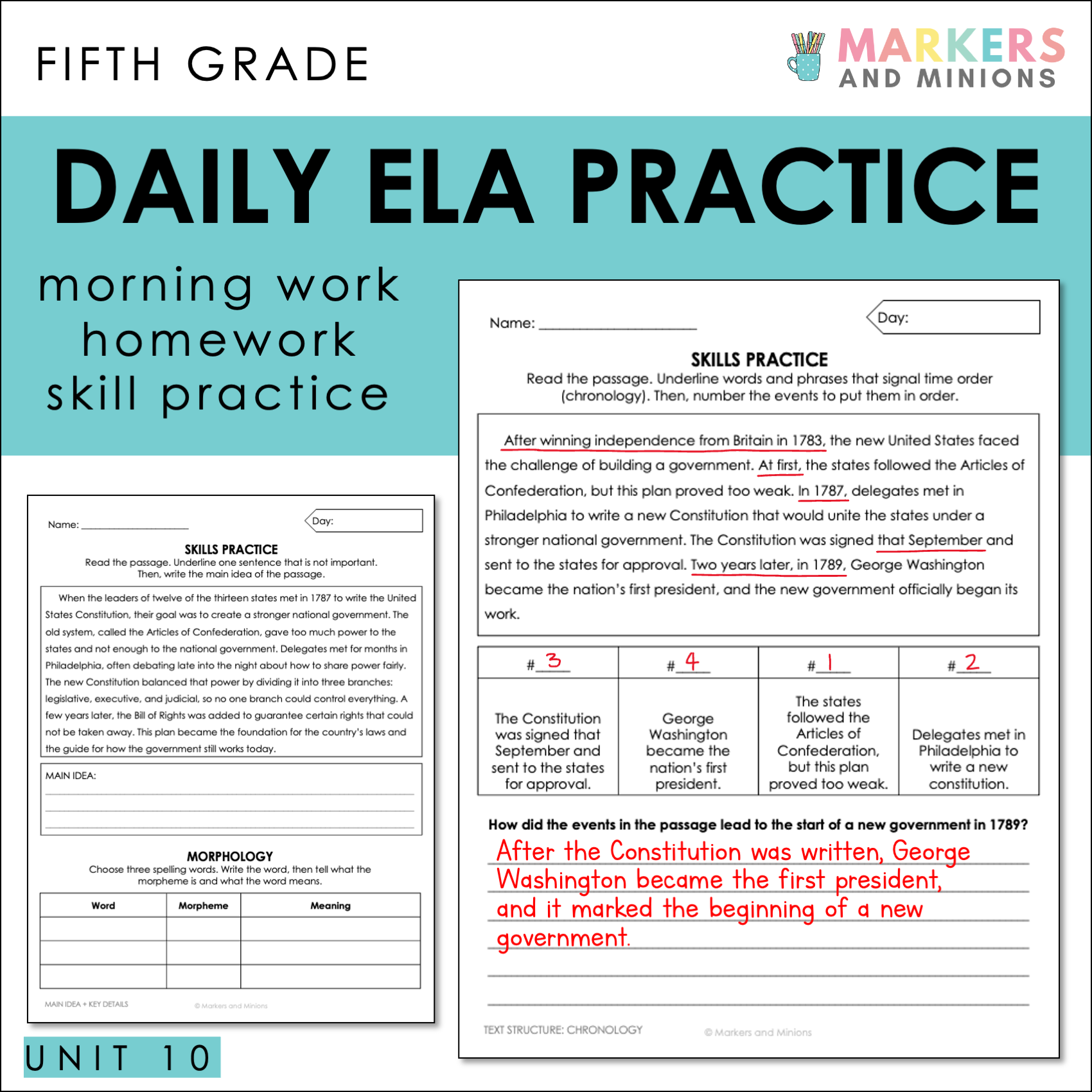 Comprehension Passages + Questions (Benchmark Advance, Fifth Grade, Unit 10)