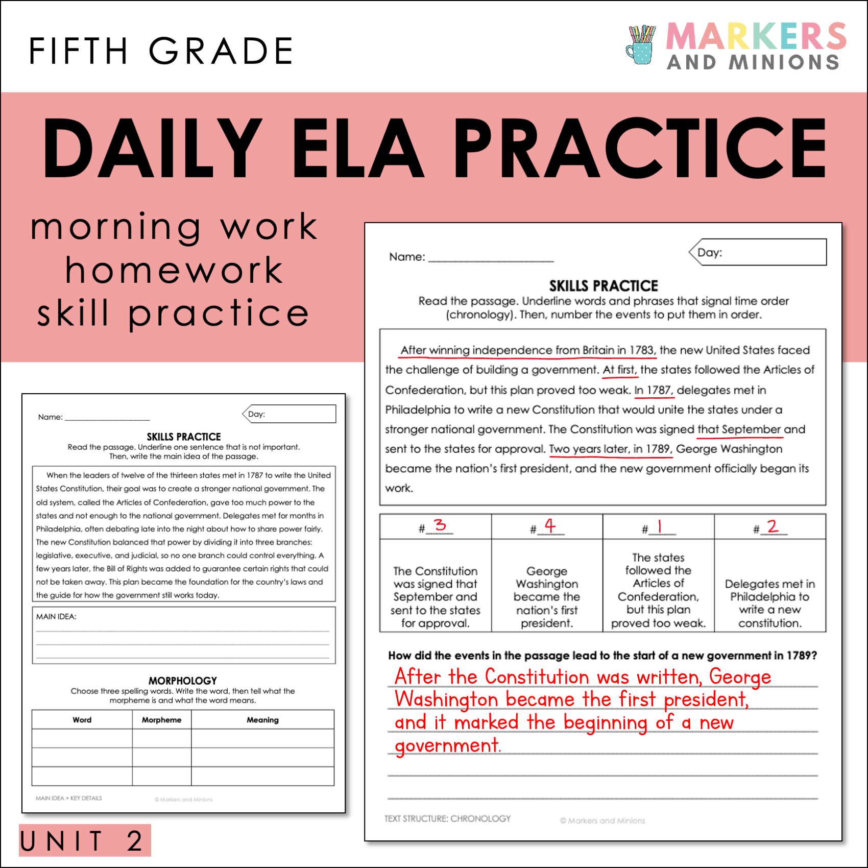 Comprehension Passages + Questions (Benchmark Advance, Fifth Grade, Unit 2)